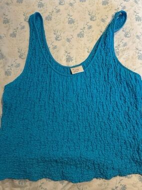 a new day Turquoise Crinkle Tank Top